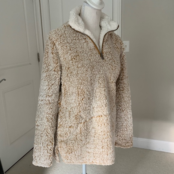 Last one! Teddy Bear Faux Sherpa 1/4 Zip Pullover - Picture 3 of 13